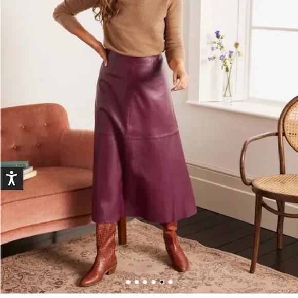 Boden leather skirt NWT Catroina leather 6 burgundy current catalog incredible!